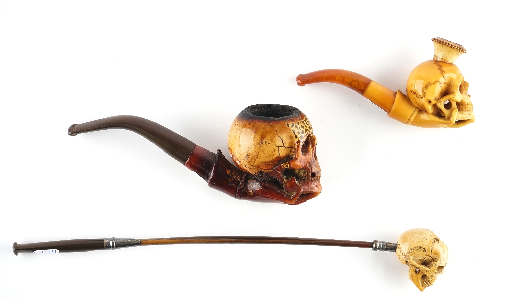 THREE MEMENTO MORI MEERSCHAUM PIPES (3) - Image 5 of 5