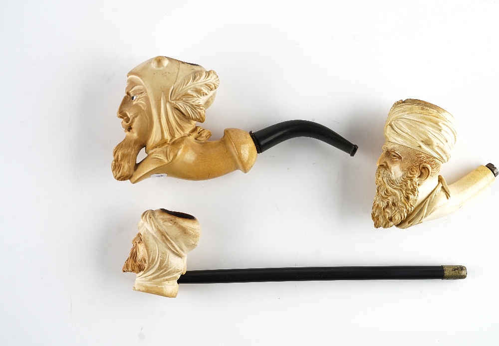 THREE FIGURAL MEERSCHAUM PIPES (3) - Image 2 of 5