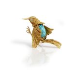 A French gold and turquoise brooch