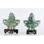 A pair of Chinese green fluorite censers