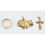 A gold and diamond bull dog pendant (3)