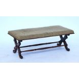 A Victorian rosewood long footstool