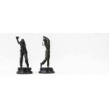 Two patinated bronze models of golfers