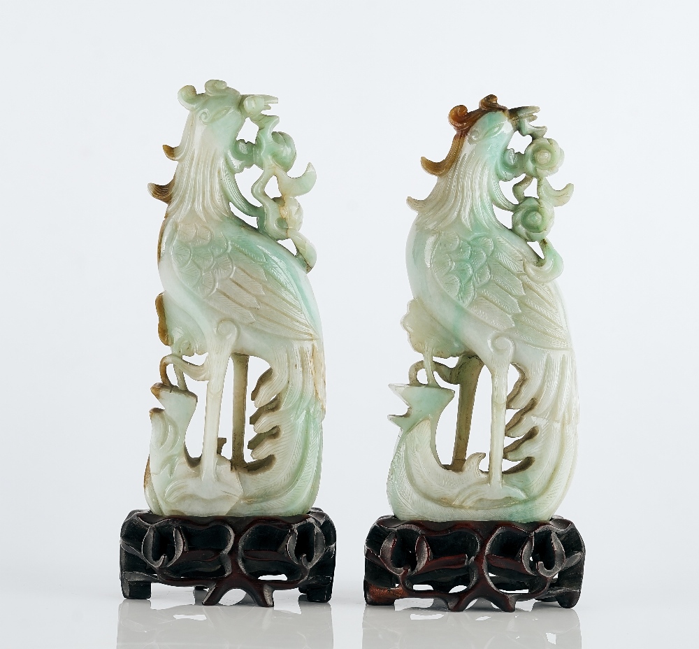 A pair of Chinese jadeite figures of pheasants - Image 3 of 4