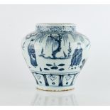A Chinese blue and white Yuan style baluster vase