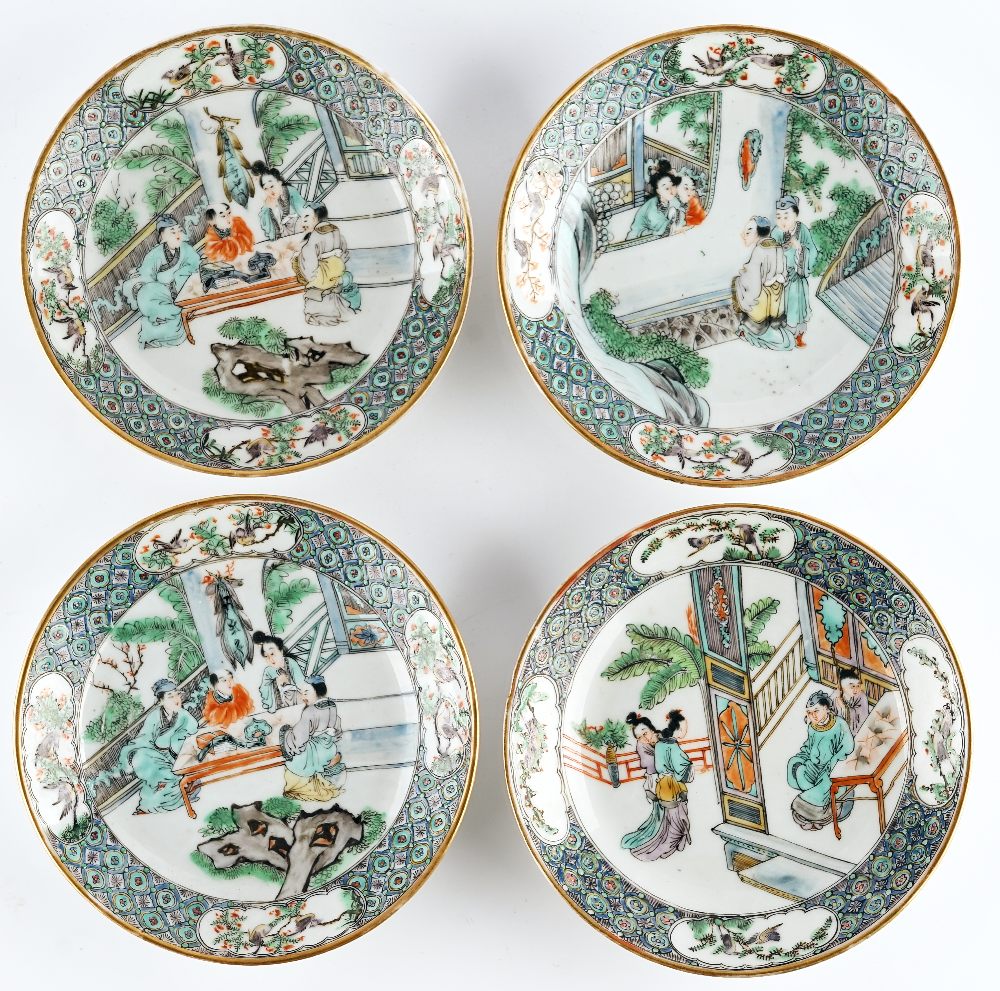 Four small Chinese famille-verte dishes - Image 2 of 4