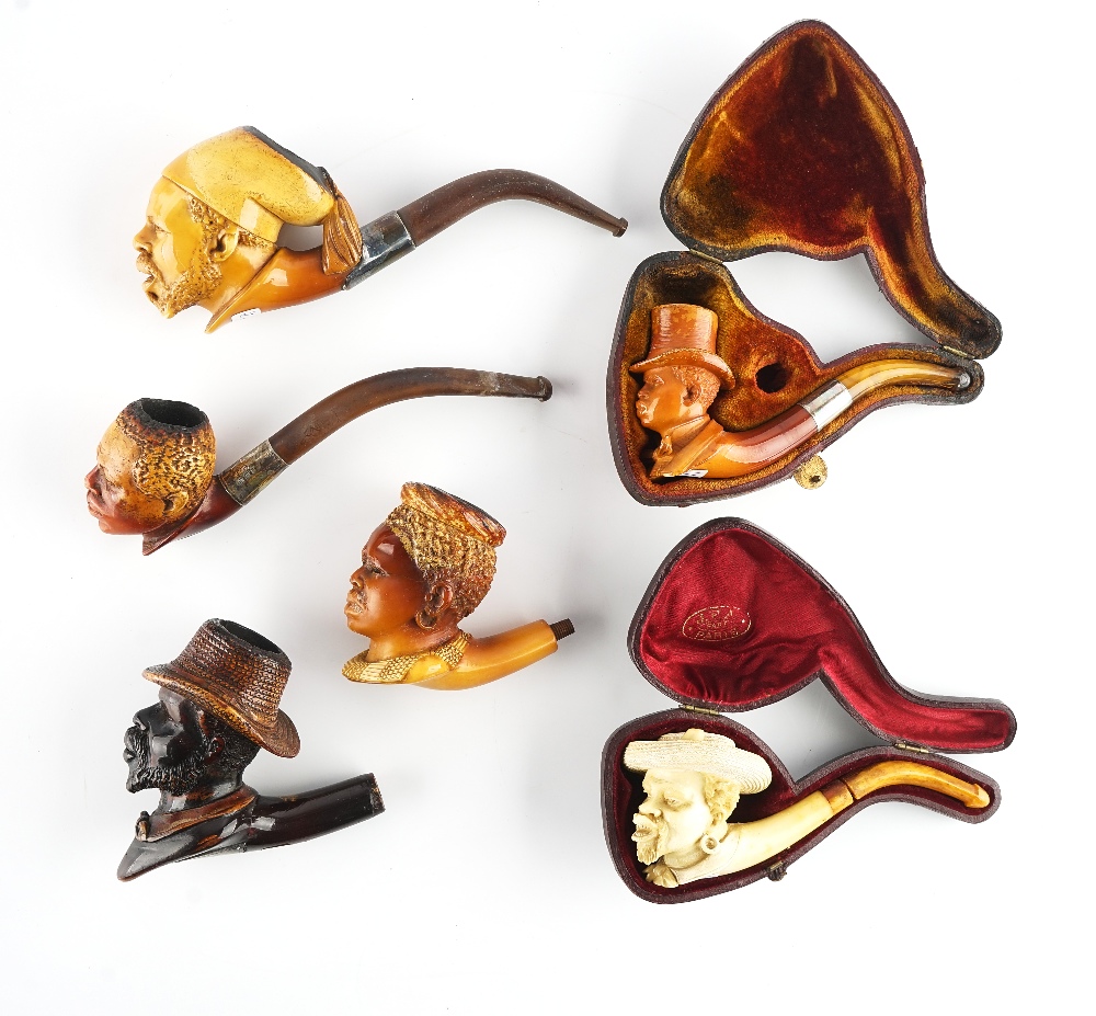 SIX FIGURAL MEERSCHAUM PIPES (6)