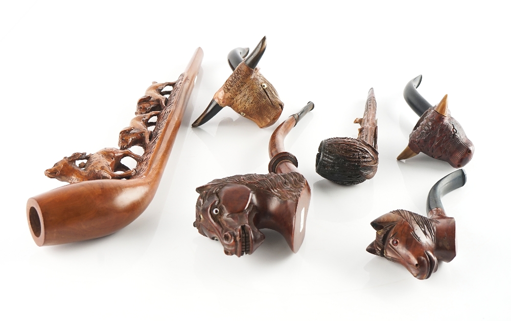 SIX PIPES CARVED WITH ANIMALS (6) - Image 5 of 5