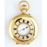 An 18ct gold cased, half hunting cased lady's fob watch