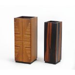 LINLEY; Two square wooden vases