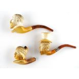 THREE FIGURAL MEERSCHAUM PIPES (3)