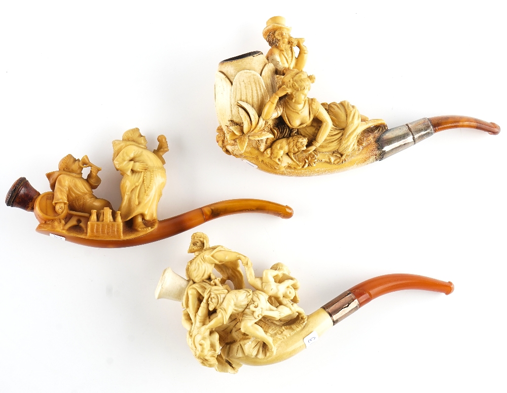 THREE FIGURAL MEERSCHAUM PIPES (3) - Image 3 of 6