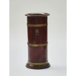 A Victorian mahogany cooper bound cylindrical stick stand