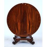 William IV rosewood circular snap top centre table