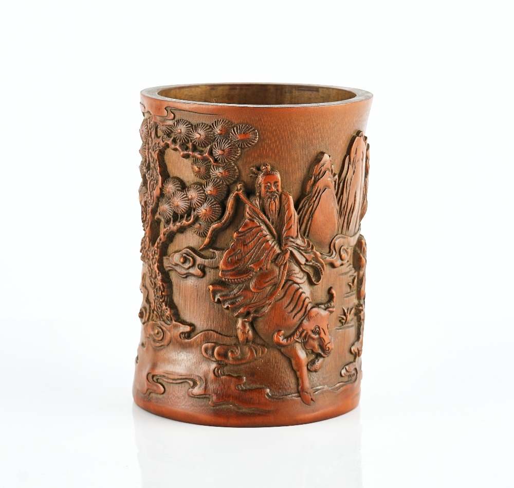 A late Chinese bamboo brush pot - Image 2 of 6