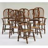 A matched set of six ash and elm Windsor chairs