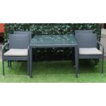 Expormim; a faux rattan glass topped square patio table