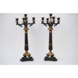 A Pair of ormolu and bronze five-light candelabra