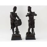 A pair of bronze figures of French Revolutionary soldiers