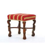 A William and Mary style walnut foot stool
