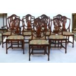 A set of twelve Hepplewhite design mahogany shield back dining chairs