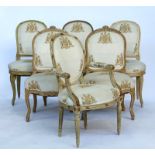 A matched set of six Louis XV/XVI transitional style side chairs