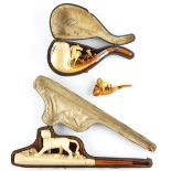 THREE MEERSCHAUM ANIMAL PIPES (3)