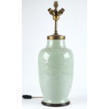 A Chinese celadon glazed vase adapted as a lamp