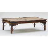 A large Indian iron bound teak rectangular coffee table