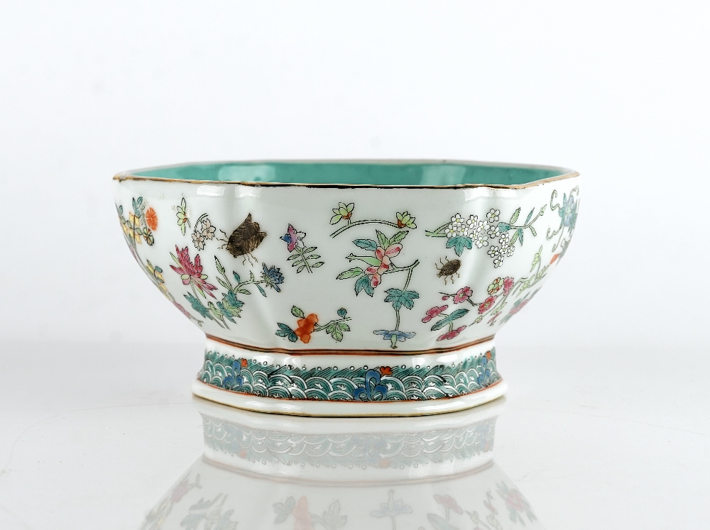 A Chinese famille-rose hexagonal bowl