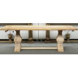 A bleached teak cleated plank top kitchen table