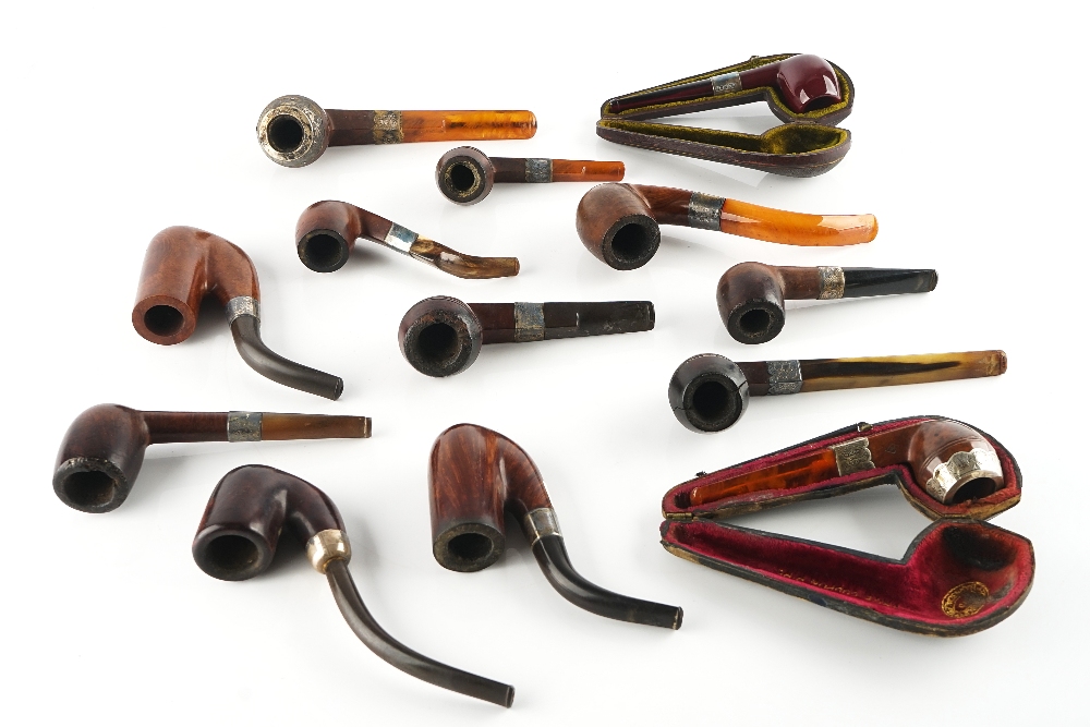 THIRTEEN VARIOUS ENGLISH SILVER MOUNTED PIPES (13) - Image 3 of 5