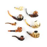 EIGHT MEERSCHAUM PIPES (A.F) (8)