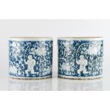 A pair of large Chinese Kangxi style blue and white brushpots