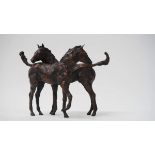 A bronze sculpture 'Two Foals'