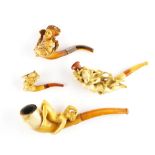 FOUR FIGURAL MEERSCHAUM PIPES (4)