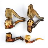 FOUR FIGURAL MEERSCHAUM PIPES (4)