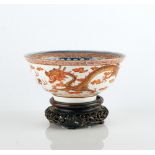 A Chinese porcelain dragon bowl