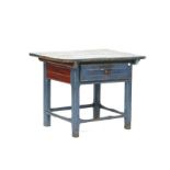 A North European blue painted single drawer side table