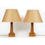 LINLEY; A pair of oak table lamps