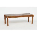 An early 18th century style figured oak rectangular window seat