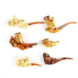 SIX MEERSCHAUM PIPES / CHEROOT HOLDERS (6)