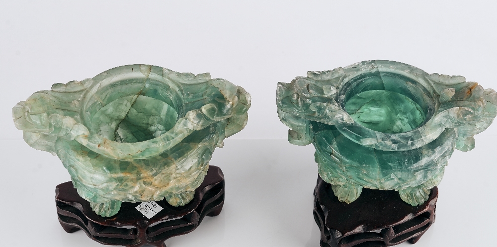 A pair of Chinese green fluorite censers - Image 4 of 5