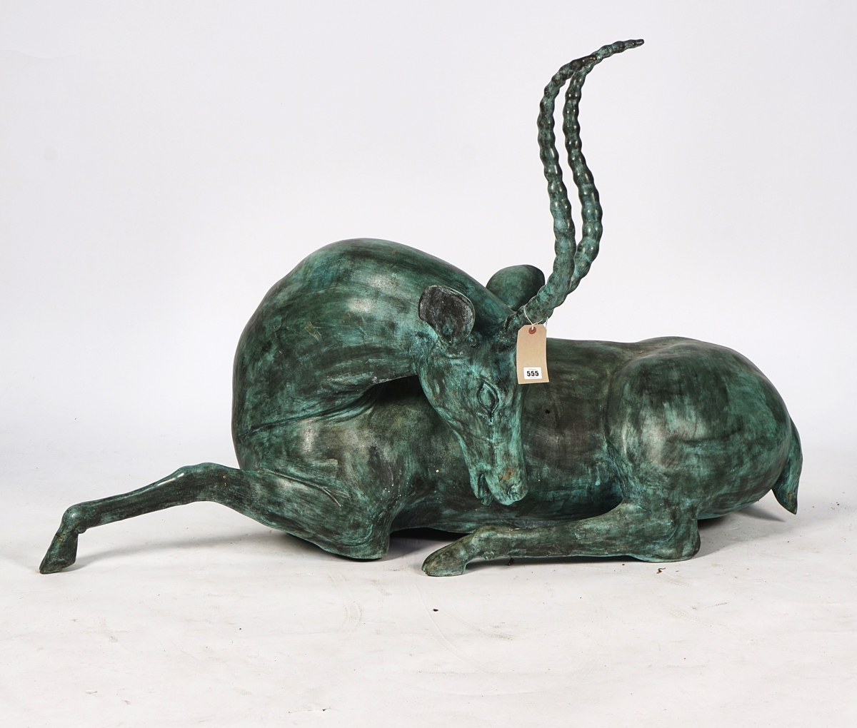 A BRONZE MODEL OF RECUMBENT ANTELOPE - Image 3 of 3