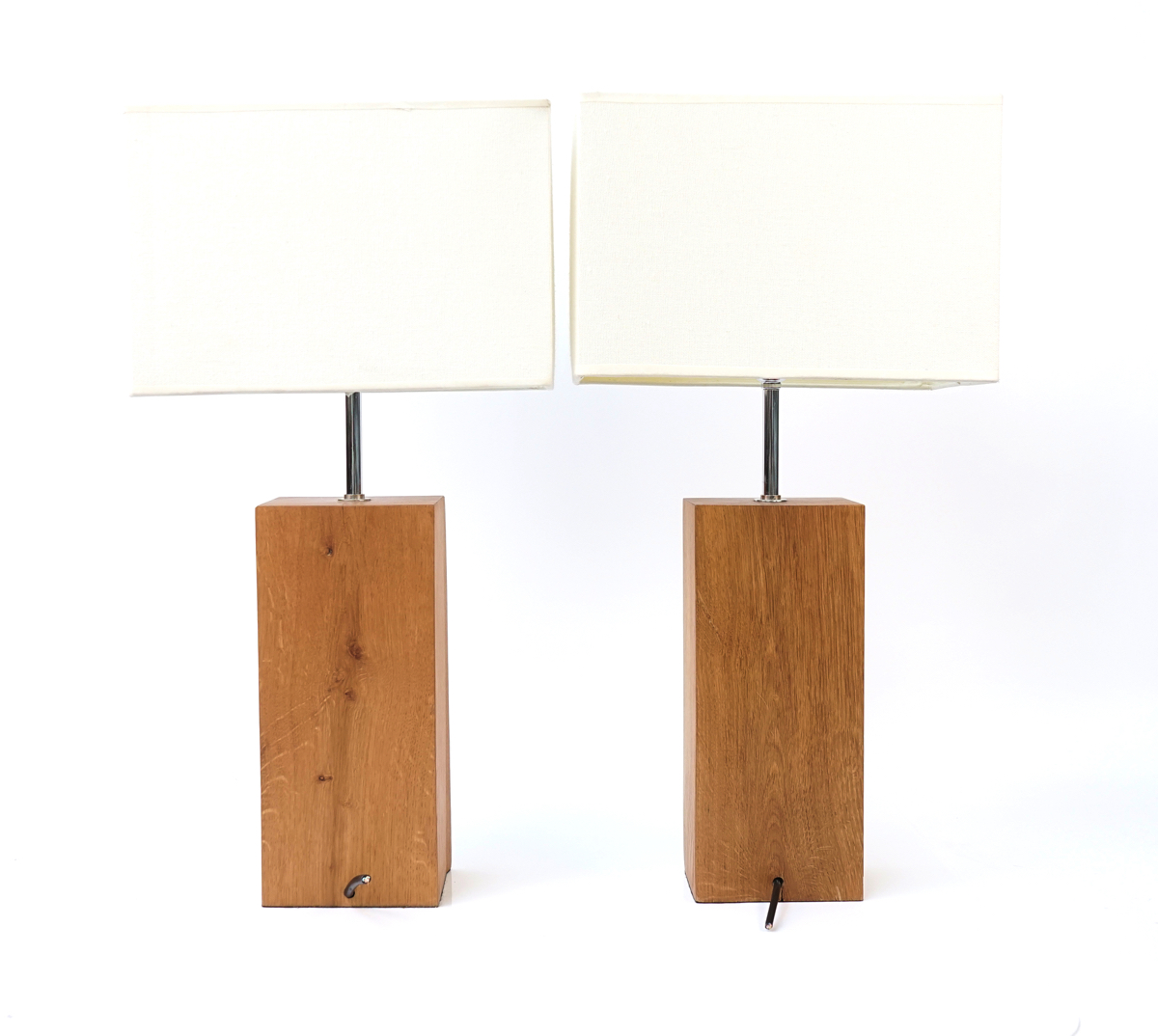 TWO MODERN OAK RECTANGULAR TABLE LAMPS - Image 5 of 5