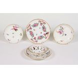 Three Meissen porcelain saucers and two others