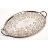 A plated oval twin handled tray