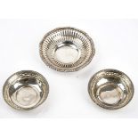 Three silver bonbon dishes