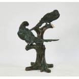 A BRONZE MODEL OF TWO PERCHING PARROTS