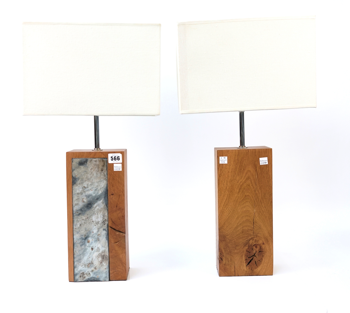 TWO MODERN OAK RECTANGULAR TABLE LAMPS - Image 3 of 5